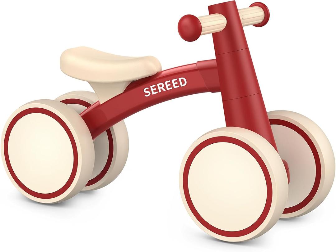 SEREED Baby Balance Bike for 1 Year Old Boys Girls 12-24 Month Toddler Balance Bike, 4 Wheels Toddler First Bike, First Birthday Gifts (Red)