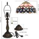 Tiffany Lamp Pink Stained Glass Table Lamp Bedside Reading Light W12H19 Inches (Pink Baroque Style)