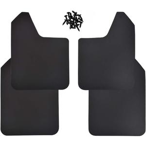 Universal Mud Flaps 4-Piece Set for Trucks/SUVs - Black/Red, Pre-Mounted Screws, Mud Splash Protection, Off-Road Mud Guard with Adjustable Clamps | Heavy-Duty Weatherproof Design