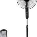 Xcity 16 inch Oscillating Pedestal Fan, 3-Speed Stand Fan, Remote Control, High Velocity, Adjustable Height & Tilt, 7.5H Timer, Powerful Quiet Standing Fan for Bedroom, Living Room, Office, Black