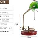 Bankers Lamp, Traditional Green Desk Lamp with Solid Birch Wood Base, Green Glass Antique Library Lamp with Pull Chain Switch, Plug in Vintage Bankers Desk Lamp for Office, Study Room 【E26 Socket】