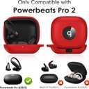 for Beats Powerbeats Pro 2 Case Cover, Shockproof Magnetic Case for Powerbeats Pro 2 2025 Wireless Earbuds, Magnetic Lock Lid Protective Cover with Cleaner Kit & Carabiner (Red)