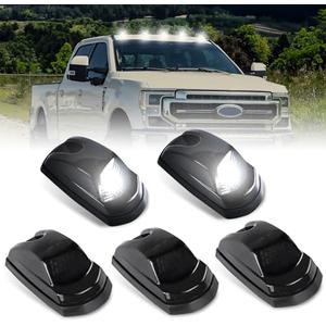 Bestiew Smoke Lens LED Cab Roof Marker Lights Top Clearance Running Lamps for 2017 2018 2019 2020 2021 2022 2023 2024 Ford F250 F350 F450 F550 Super Duty Pickup Trucks,Pack of 5 (White)