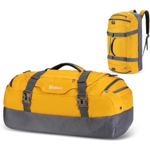Ubon Large Duffel Bag Weekender Bags with Shoe Compartments 4-Way Sports Gym Backpack with Padded Straps Camping Traveling Duffle Bag (Yellow)