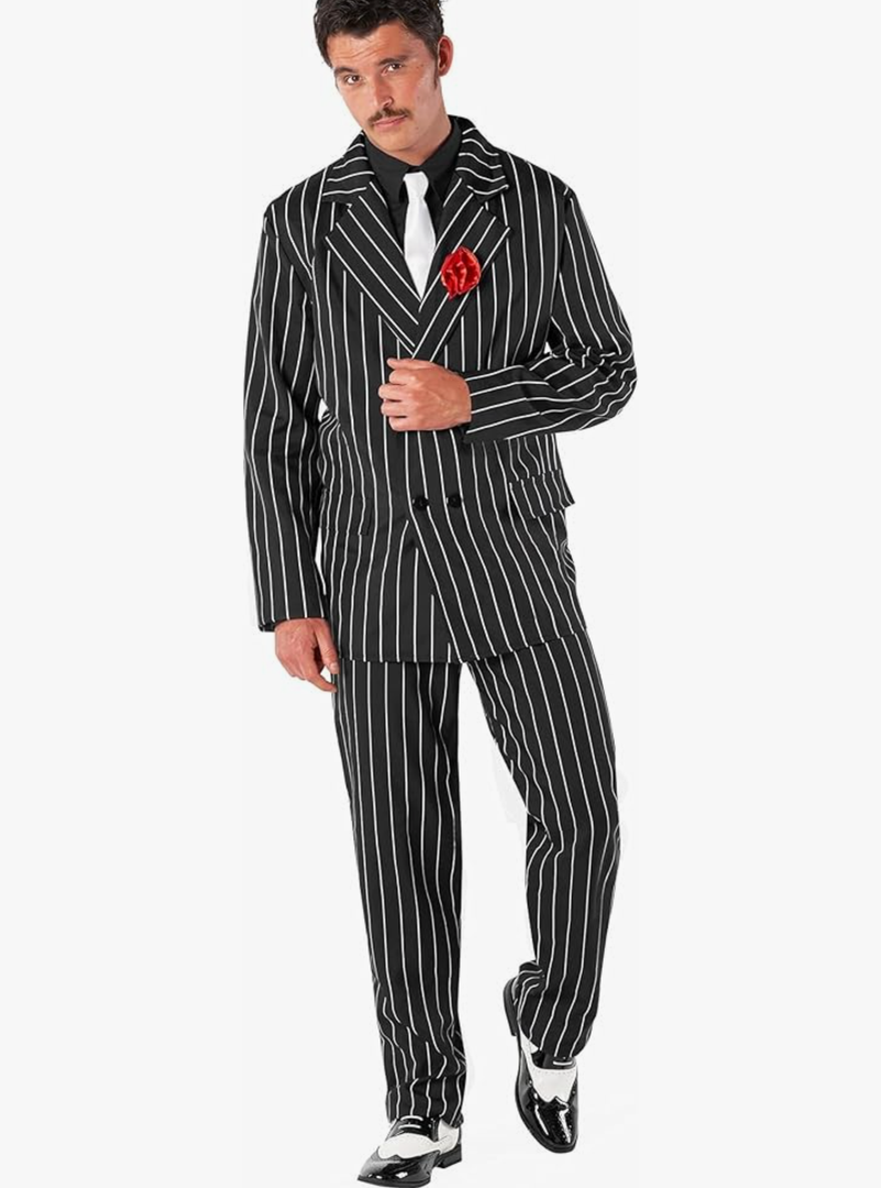 Morph 1920s Mens Gangster Costume, Roaring 20s Mobster Outfit for Men, Vintage Style Party Attire