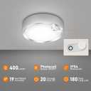 TOOWELL Motion Sensor Ceiling Light Battery Operated Indoor/Outdoor LED Ceiling Lights for Closet Hallway Pantry Laundry Stairs Garage Bathroom Shower Porch Shed Wall 400LM Motion Activated Light, White-1 Pack