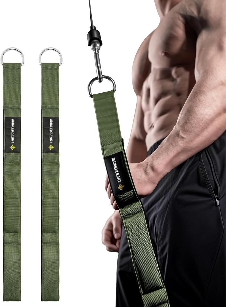 MANUEKLEAR Tricep Rope Cable Attachment Handles, Greater Range of Motion, Tricep Pull Down Rope for Push Downs, Crunches, Facepulls for Professional Gym (Green 2pcs)