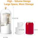 Birdcage-Style Concealed Toothbrush Holder Sliding Lid Bathroom Counter Organizer Tooth Brush Holder for Bathroom 360 Rotating Waterproof Dustproof Makeup Brushes Storage for Vanity (White)