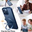 TORRAS Ultra-Magnetic Ostand for iPhone 15 Pro Case, [Compatible with MagSafe] [Flexible Stable Stand] Military-Grade Protection Translucent Slim Anti-Scratch Ring Kickstand, Navy Blue 6.1"