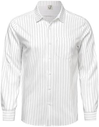 Hardaddy Men's Casual Striped Shirts Button Down Long Sleeve Blouse for Men Fall Winter LARGE