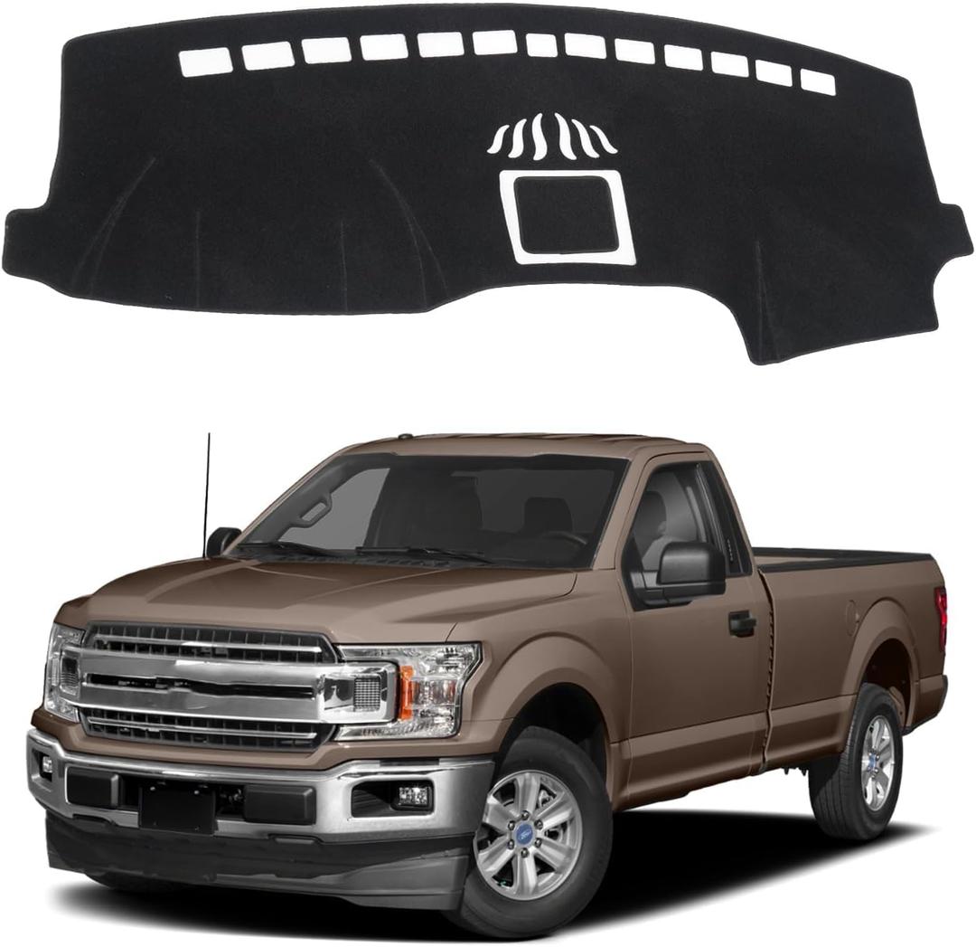 KUST Black Dash Cover for Ford F-150 F150 2015-2020 (Without HUD)(Not fits for 2018 F150 Dashboard Without Speaker in Center Bin) Dashboard Cover Non-Slip Interior Accessories for F-150 F150 No Glare