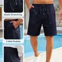 Mens Shorts Casual for Summer Beach Cotton Drawstring Stretch Twill Chino Golf Shorts Elastic Waist with Pockets (Blue, XXL)