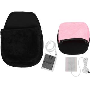 2 Pack USB Heated Computer Pad Hand Warmer Roomy Hand Warming Pad Desk Accessories for Men and Women Soft Plush Material 29x22cm (Black,Pink)