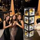 2 x Graduation Decorations 2025 Deals,Balloon Boxes with Grad Cap Topper Black Kit for Graduation Party Decorations Props Backdrop-4Pcs Boxes with Letters Grad Hat Topper Decor-Class of 2025 Party Favors