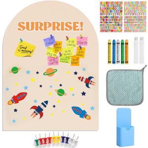 Magnetic Wall Decal for Kids, 40"x32" Magnetic Arch Chalkboard for Wall, Self Adhesive Wall Sticker Board, Peel and Stick Magnet Drawing Board for Playroom, Home, School Learning & Decor - Beige