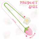 Crochet Strawberry and Flower Car Hanging Ornaments 2 Pcs Cute Plant Rear View Mirror Pendant Decoration Handmade Car Interior Accessories Gardening Hanging Bag Charm Keychain