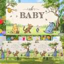3Pcs Classic Winnie Bear Baby Shower Birthday Decorations Quotes Table Cloths, Neutral Rectangle 54 x 108Inch Disposable Vintage Pooh Bear Tablecloths for Winnie Gender Reveal 1st Birthday Decorations