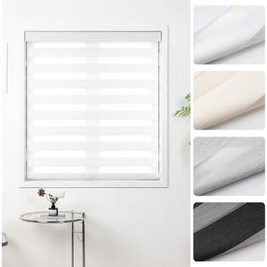 Cordless Zebra Blinds for Windows, 52" W x 72" H, White | Light Filtering Roller Window Shades, Dual Layers Zebra Shades, Cordless Safety Design, Free-Stop Pull Down, Modern Style