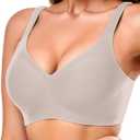 Gailife Smooth Wireless Bras for Women No Underwire Comfort Seamless Supportive Bra Raceback Push Up Bralettes Full Coverage (Large, Light Grey)