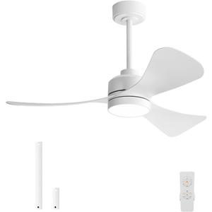 42" Ceiling Fans with Lights,3 ABS Blades Modern Ceiling Fan with Remote Control,3 Color Temperatures, 6-Speed Quiet Reversible DC Motor, for Bedroom Kitchen Patio Outdoor/Indoor, White