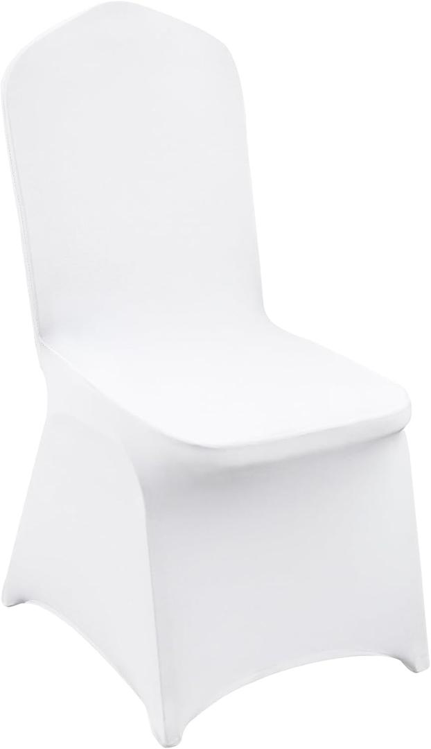 VEVOR 30 Pcs Flat-Front Chair Covers Polyester Spandex Chair Cover Stretch Slipcovers, Wedding, Holiday, Banquet, Party, Celebration, Dining,White