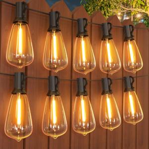 GPATIO 200FT(100FT*2Pack) Outdoor String Lights, Waterproof Patio Lights with 64 Dimmable Hanging Lights Globe ST38 Bulbs, 2700k Shatterproof for Backyard Gazebo Porch Garden Outside Decor (Warm White)