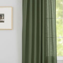 DR Olive Green Linen Back Tab Curtains - 94 Inch Long, 1 Panel Set for Living Room - Modern Village Hooks, Belt Pleated, Semi Privacy, Sheer, Rod Pocket, Light Filtering
