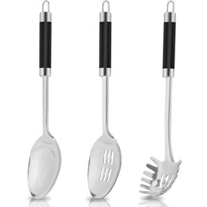 3-Piece,Stainless Steel Serving spoons set with Slotted Spoon, Serving and Spaghetti Spoon, kitchen cooking serving utensils set cooking spoon.