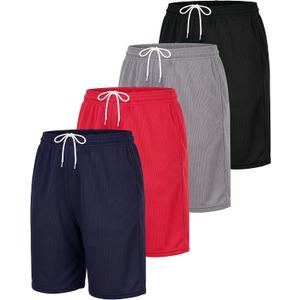 Real Essentials 4 Pack: Women's 7" Mesh Bermuda Athletic Shorts - Quick Dry Workout Running with Pockets - Set 3, M