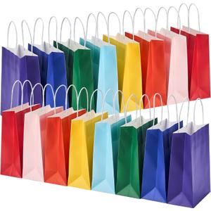 32 Pack Paper Gift Bags with Handles, 5.8"3.2"8.25" Party Favor Bags, Gift Bags, Small Gift Bags with Handles, Party Bags, Small Goodie Bags Bulk for Birthday, Crafts, Wedding, Party Supplies (8 Colors) (Colorful)