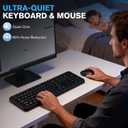 Hamile Wireless Keyboard and Mouse Combo, Full Size Silent Keyboard and Mouse, Adjustable 1600 DPI, 12 Multimedia Shortcuts, 2.4GHz Wireless Connection, Type-C Adapter for Computer Laptop Windows PC