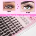 Lash Clusters Kit, DIY Cluster Eyelash Extensions 516mm,144pcs Fluffy D Curl Natural Lashes with Bond and Seal,Remover, TweezersNatural Fake Cat Eye Individual Manga Clusters 1-5-L