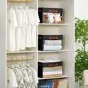 Large Storage Baskets with Clear Window, See Through Closet Organizer with PU Handles, Linen Foldable Storage Bins for Organizing Clothes, Toys, Books (Black) (Large-14.9"x9.8"x9.8")