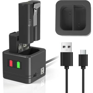 Charger Station for Ring Battery, Charger Dock for Replacement Battery Compatible with Ring Doorbell Camera 2/3/3 Plus/4, Peephole Cam, Spotlight Camera (Batteries NOT Included) (Black)