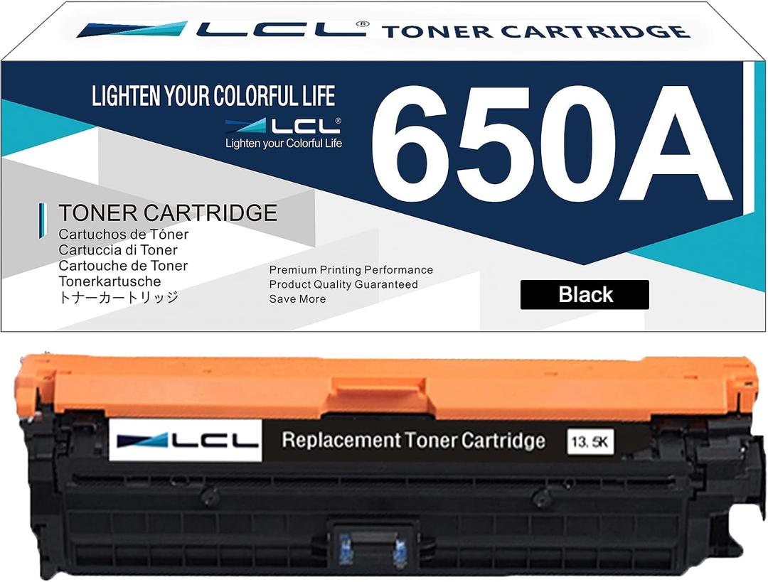 LCL 650A Black Toner Cartridge Replacement for HP 650A CE270A for Color LaserJet Enterprise CP5525 CP5525dn CP5525n CP5525xh M750dn M750n M750xh Printer (1-Pack)
