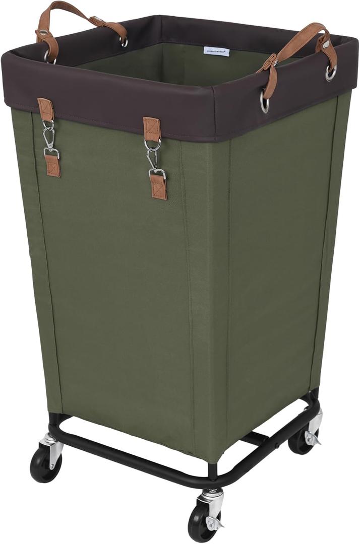 StorageWorks 160L Laundry Basket with Wheels, Large Rolling Hampers for Clothing Organizer, Dirty Clothes Basket for Hotel, Home, Closet, Dorm, Green