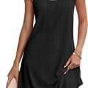 AI'MAGE Women's Swimsuit Cover Up Spaghetti Strap Eyelet Bathing Suit Cover Ups Sleeveless Beach Cover Up Dress S-3XL (X-Large, Black)