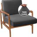 H.VERSAILTEX Fleece Accent Chair Cover Couch Cushion Covers 2 Piece Armchair Cover Thick Soft Sofa Cushion Covers for Mid-Century Modern Accent Chair(Seat Cushion Cover Plus Back Cushion Cover, Grey)