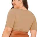 OYOANGLE Women's Plus Size Basic Short Sleeve Bodysuit Scoop Neck T Shirts Bodysuit (XL)