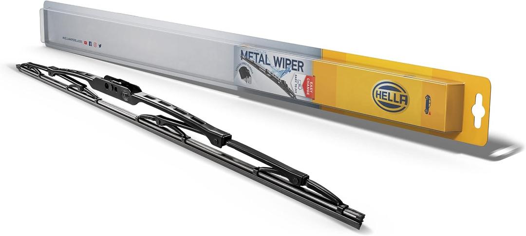 Hella Oe Quality 24 Inch All Seasons Streak-Free Rubber Standard Wiper Blade (Single Blade) fits select BMW Chevrolet Chrysler Dodge Ford GMC Hyundai Mazda Nissan Ram Toyota Volkswagen / 9XW398114024