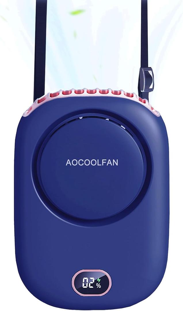 Portable Neck Fan, Mini Small Personal Handheld Fan USB Rechargeable 3 Speed for Girls Boys Woman Eyelash Travel Home Office Outdoor (navy blue)