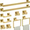 TURS 10-Piece Bathroom Hardware Accessories Set Brushed Gold Towel Bar Holder Set SUS304 Stainless Steel Towel Racks for Bathroom Wall Mounted, 23.6-Inch