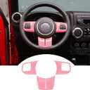 JeCar Interior Steering Wheel Decoration Trim Kits for 2011-2018 Jeep Wrangler JK/2011-2013 Grand Cherokee/2011-2016 Jeep Compass & Patriot, Pink