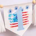 4th of July 1st Birthday High Chair Banner, Patriotic American Flag Design, Cotton Rope Tassels with Wooden Beads, Pennant Style