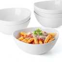 Sweese 28 oz Large White Porcelain Bowls - Set of 6 Salad, Pasta, Soup & Serving Bowls, Big Ceramic Dinner Bowls