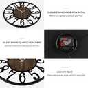 Maxstar Round Wall Clock for Living Room Decor Battery Operated Non Ticking Black Metal Wood Clocks for Home Living Room Garden Office Kitchen Decoration -16 inch