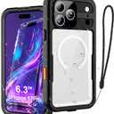 Phone Case for iPhone 17 Pro, IP68 Submersible [6.6FT] Military Grade Waterproof Shockproof with MagSafe Compatible Wireless Charging, Built-in Screen Protector for Swimming Outdoor Sports (Black)