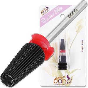 PANA Nail Carbide 5 in 1 Bit - Two Way Rotate use for Both Left and Right Handed - Fast remove Acrylic or Hard Gel - 3/32" Shank - Manicure, Nail Art, Drill Machine (Fine - F, Black)