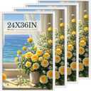 24x36 Poster Frame 4 Pack, Textured White Solid Wood Picture Frame, Wall Hanging