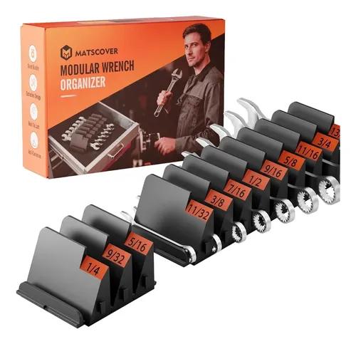 4 x 32 PCS Magnetic Wrench Organizer for Tool Drawer Storage, Black